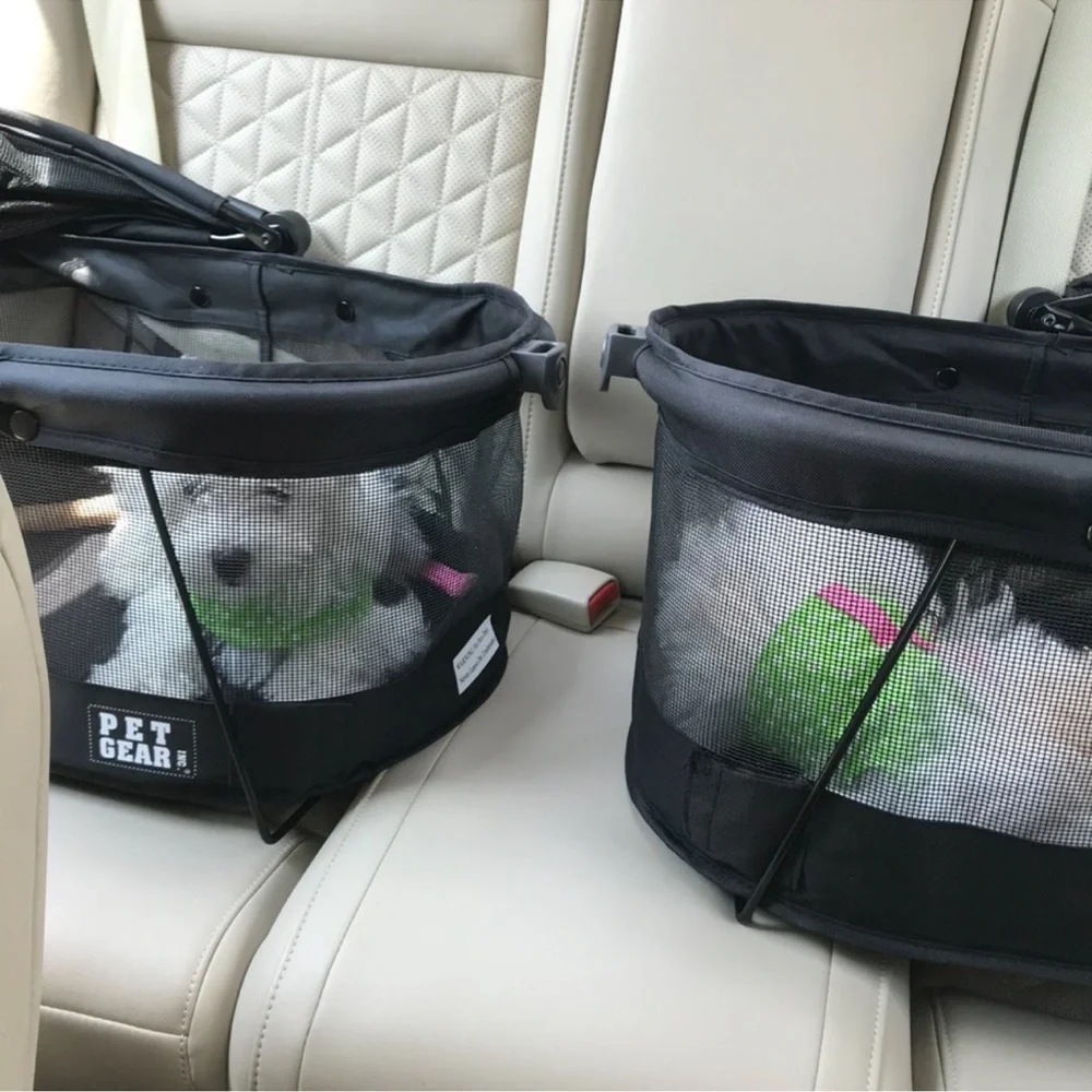 Black Dog Carrier with Brown Handles (one left) - Picture 2 of 4